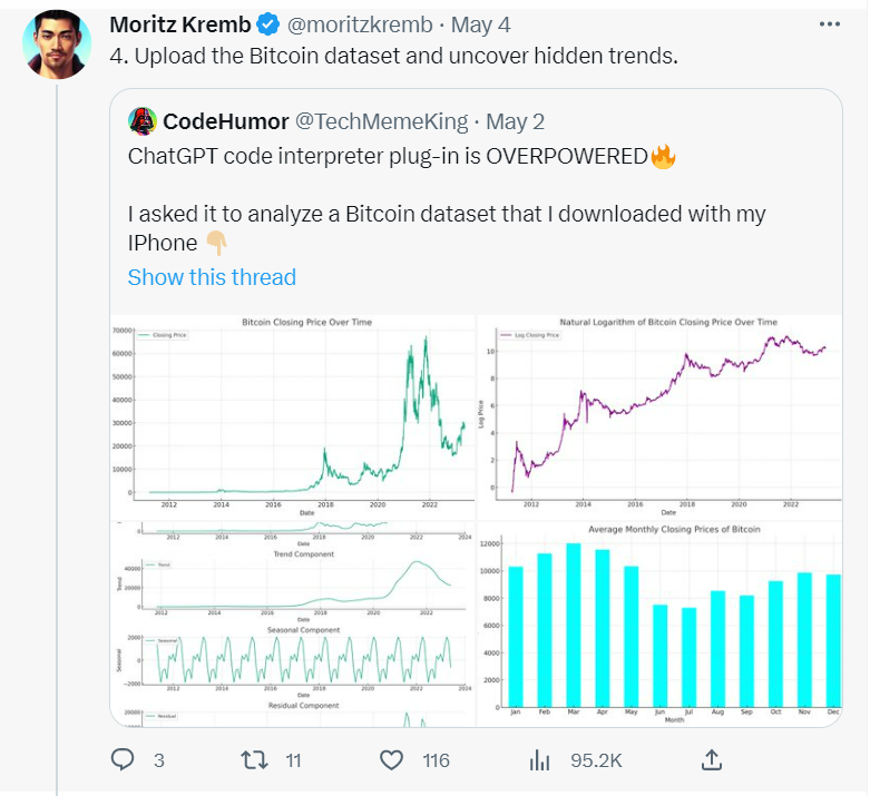 Moritz Kremb Thread on code interpreter